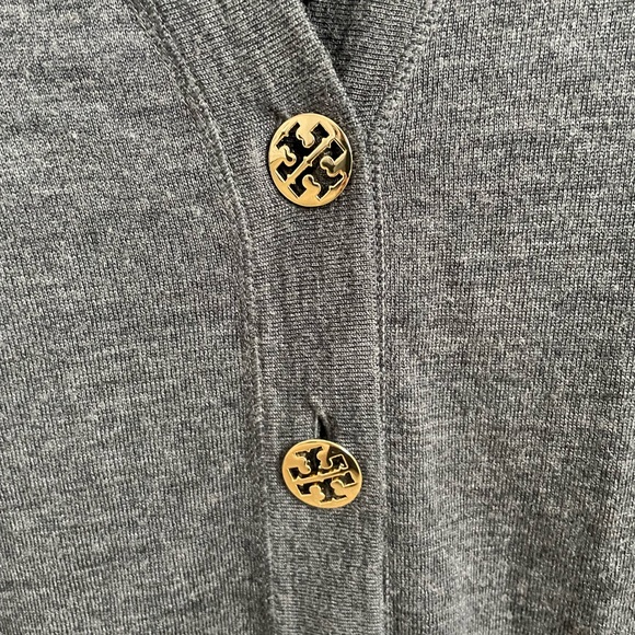 Tory Burch Light Knit Wool Cardigan Gray and Black - Picture 6 of 8